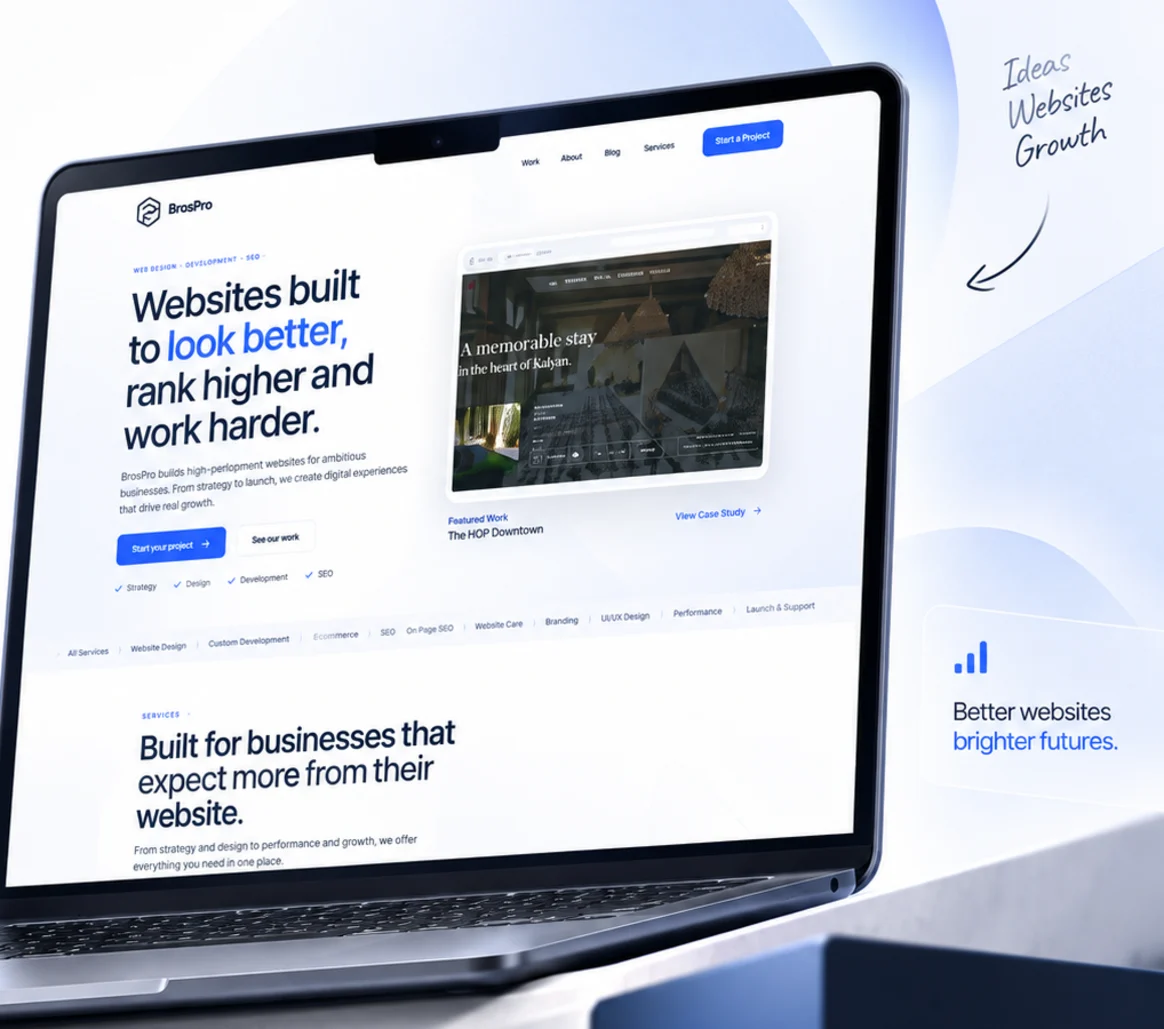 BrosPro premium website mockup showcase