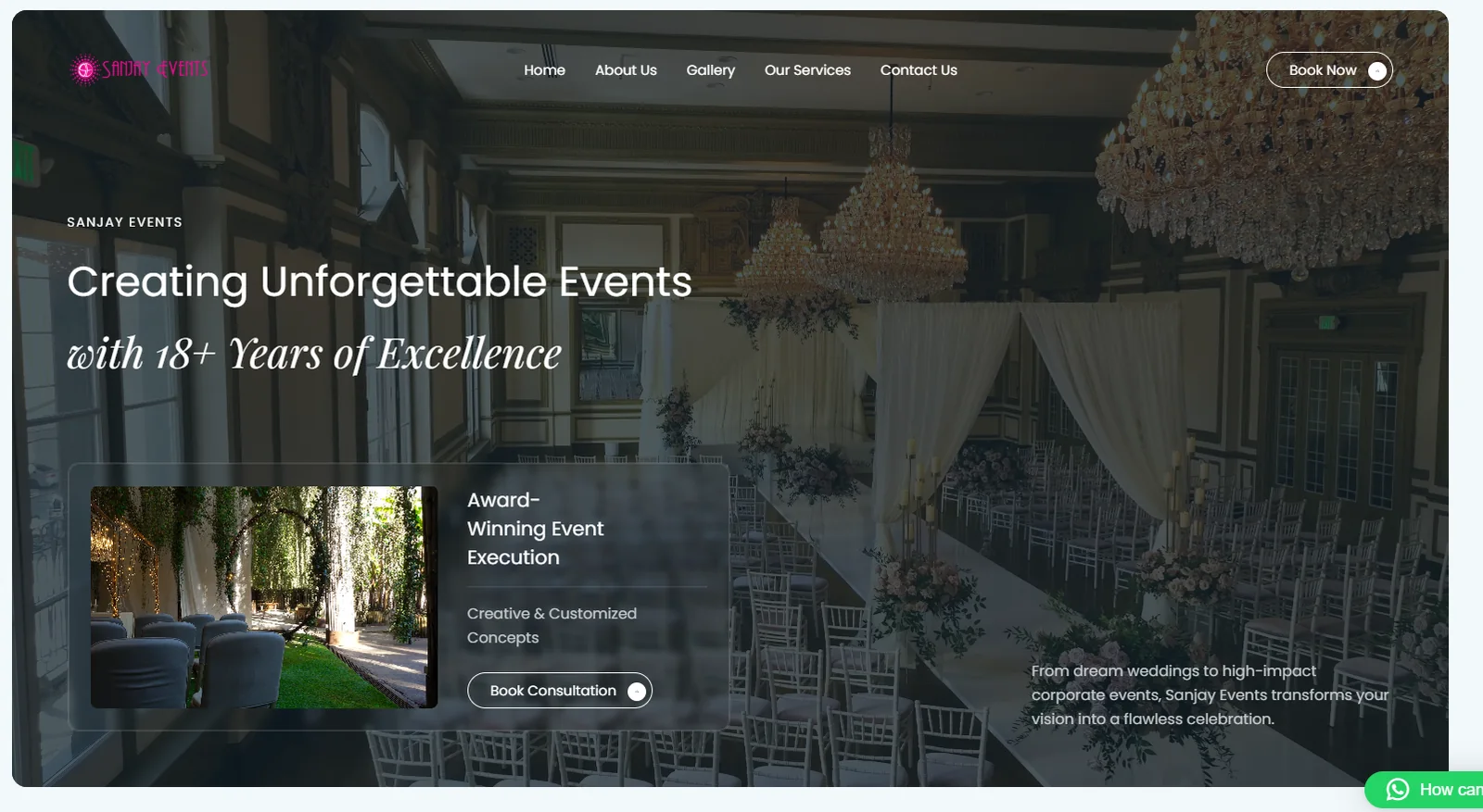 Sanjay Events website screenshot