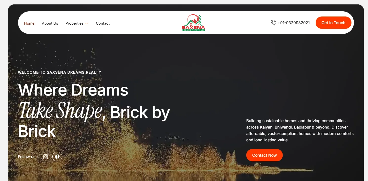Saxsena Dreams Realty website project