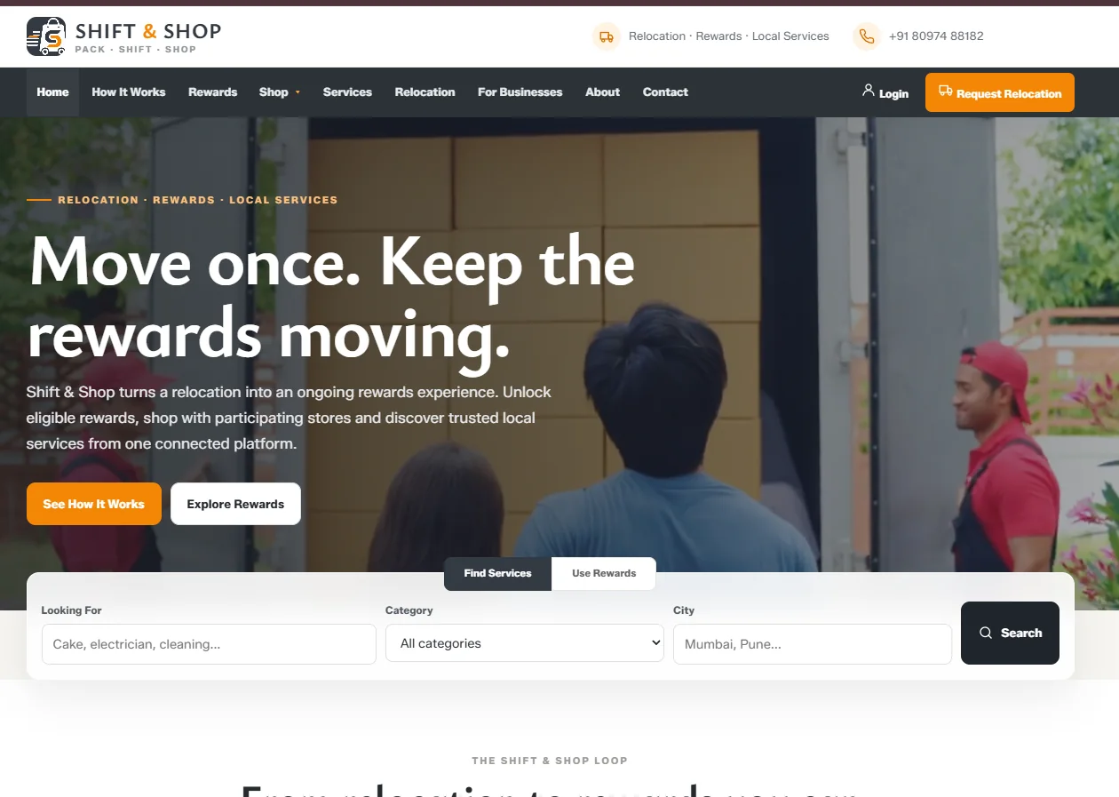 Shift & Shop website screenshot
